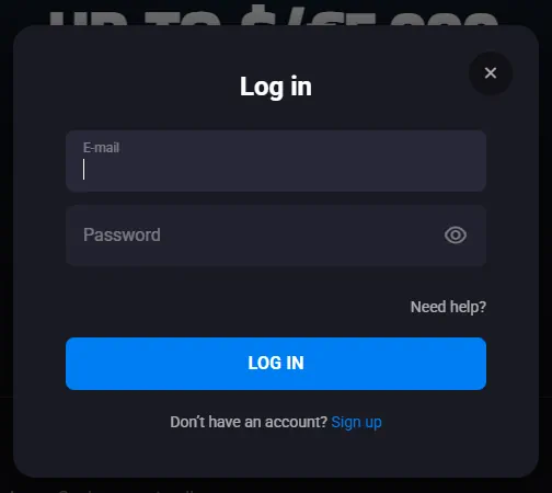 Luckyvibe secure account login interface for existing players